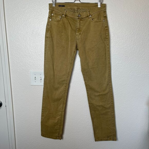 J. McLaughlin Womens Khaki Mustard Yellow Causal Pants Size 31 Slim Fit - Picture 7 of 13